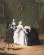 Pietro Longhi A Nobleman Kissing a Lady-s Hand oil on canvas
